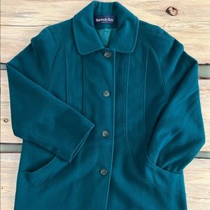 Vintage Herman Kay Wool Blend Long Pea Coat Pin Up Trench Outerwear